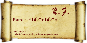 Mercz Flórián névjegykártya